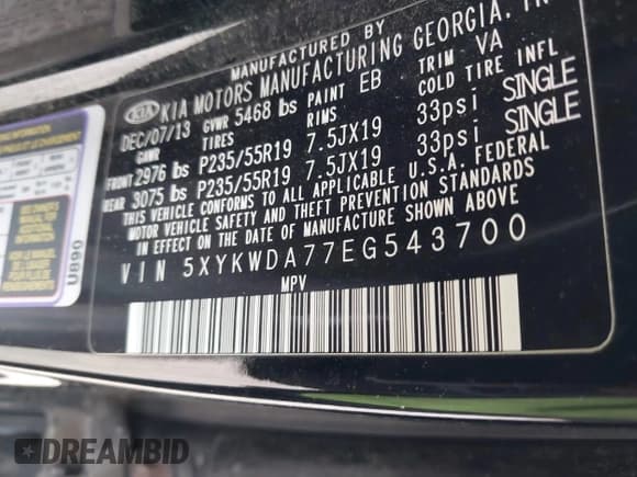 ✅ 2014 Kia Sorento SX Limited • VIN: 5XYKWDA77EG543700 • Лот: 41878413. Опубликован ранее на IAAI с пробегом 168 374 миль. Бесплатный доступ к архиву аукционных продаж из США и подробный отчёт об истории автомобиля на DreamBid. Изображение 9.