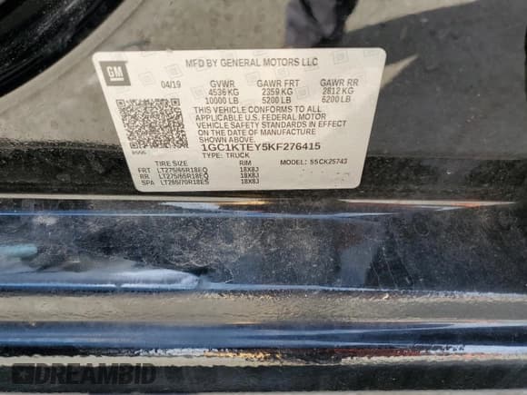 ✅ 2019 Chevrolet Silverado 2500HD LTZ • VIN: 1GC1KTEY5KF276415 • Lot: 80150685. Wystawiony na Copart z przebiegiem 74 421 mil. Bezpłatny archiwum sprzedaży aukcyjnych z USA i szczegółowy raport historii pojazdu na DreamBid. Zdjęcie 12.