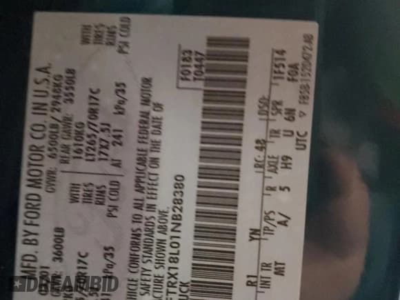 ✅ 2001 Ford F-150 XL • VIN: 1FTRX18L01NB28380 • Lot: 82264515. Listed on Copart with 210,289 mi. Free auction sales archive from the USA and detailed vehicle history report at DreamBid. Image 12.