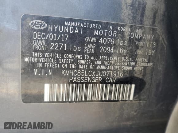 ✅ 2018 Hyundai Ioniq Limited • VIN: KMHC85LCXJU071916 • Lot: 65187015. Listed on Copart with 225,126 mi. Free auction sales archive from the USA and detailed vehicle history report at DreamBid. Image 13.
