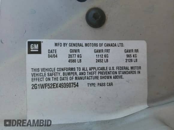 2004 Chevrolet Impala с VIN 2G1WF52EX49390754, выставлен на аукционе Copart как лот 79818554 с пробегом 79 650 миль миль и Списание • Salvage title. История ставок и продаж доступна на DreamBid. Изображение 12.