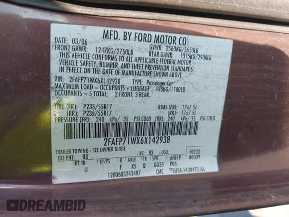 ✅ 2006 Ford Police Interceptor • VIN: 2FAFP71WX6X142938 • Lot: 42973319. Listed on IAAI with 168,497 mi. Free auction sales archive from the USA and detailed vehicle history report at DreamBid. Image 9.