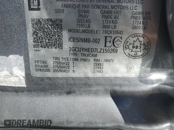 ✅ 2020 Chevrolet Silverado 1500 High Country • VIN: 1GCUYHED7LZ150269 • Lot: 68973765. Wystawiony na Copart z przebiegiem 37 817 mil. Bezpłatny archiwum sprzedaży aukcyjnych z USA i szczegółowy raport historii pojazdu na DreamBid. Zdjęcie 12.