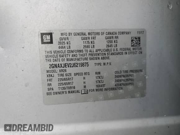 2018 Chevrolet Equinox LT с VIN 2GNAXJEV2J6219875, выставлен на аукционе Copart как лот 81449735 с пробегом 260 398 миль миль и Списание • Salvage title. История ставок и продаж доступна на DreamBid. Изображение 13.