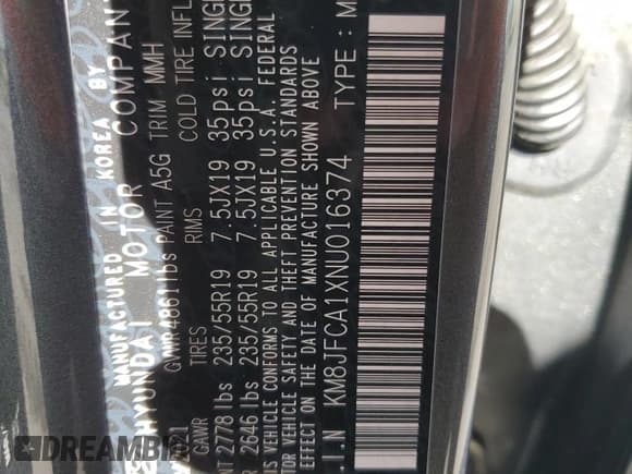 ✅ 2022 Hyundai Tucson SEL Convenience • VIN: KM8JFCA1XNU016374 • Lot: 80267994. Wystawiony na Copart z przebiegiem 57 106 mil. Bezpłatny archiwum sprzedaży aukcyjnych z USA i szczegółowy raport historii pojazdu na DreamBid. Zdjęcie 14.