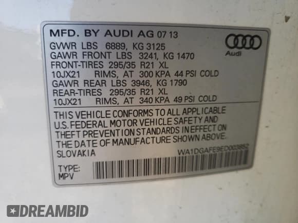 ✅ 2014 Audi Q7 S line Prestige • VIN: WA1DGAFE9ED003852 • Lot: 93075885. Wystawiony na Copart z przebiegiem 185 452 mil. Bezpłatny archiwum sprzedaży aukcyjnych z USA i szczegółowy raport historii pojazdu na DreamBid. Zdjęcie 12.