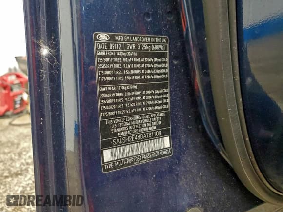 ✅ 2013 Land Rover Range Rover Sport SC • VIN: SALSH2E48DA781108 • Lot: 90080885. Wystawiony na Copart z przebiegiem 152 114 mil. Bezpłatny archiwum sprzedaży aukcyjnych z USA i szczegółowy raport historii pojazdu na DreamBid. Zdjęcie 13.