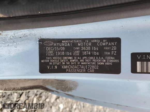 ✅ 2010 Hyundai Accent SE • VIN: KMHCN3AC7AU172802 • Lot: 80075824. Listed on Copart with 86,202 mi miles. Access the free auction sales archive from the USA and view a detailed vehicle history report at DreamBid. Image 12.