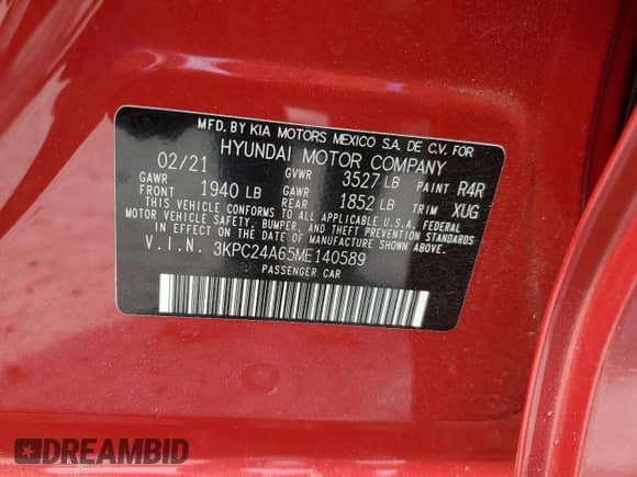 ✅ 2021 Hyundai Accent SE • VIN: 3KPC24A65ME140589 • Lot: 68545734. Wystawiony na Copart z przebiegiem 6 723 mil mil. Skorzystaj z bezpłatnego archiwum sprzedaży aukcyjnych z USA i zobacz szczegółowy raport historii pojazdu na DreamBid. Zdjęcie 13.