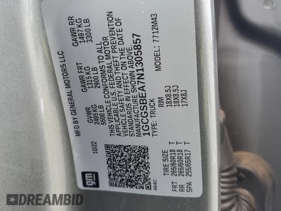 ✅ 2022 Chevrolet Colorado 2WD Work Truck • VIN: 1GCGSBEA7N1305857 • Лот: 73377594. Опубликован ранее на Copart с пробегом 11 521 миль. Бесплатный доступ к архиву аукционных продаж из США и подробный отчёт об истории автомобиля на DreamBid. Изображение 13.