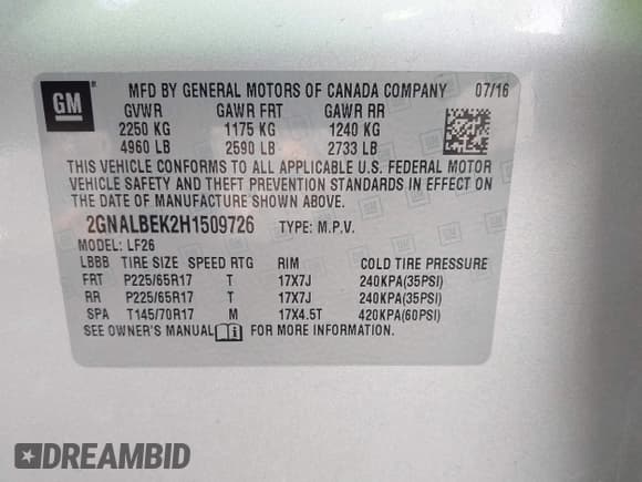 ✅ 2017 Chevrolet Equinox LS • VIN: 2GNALBEK2H1509726 • Лот: 43660458. Опубликован ранее на IAAI с пробегом 148 035 миль. Бесплатный доступ к архиву аукционных продаж из США и подробный отчёт об истории автомобиля на DreamBid. Изображение 9.