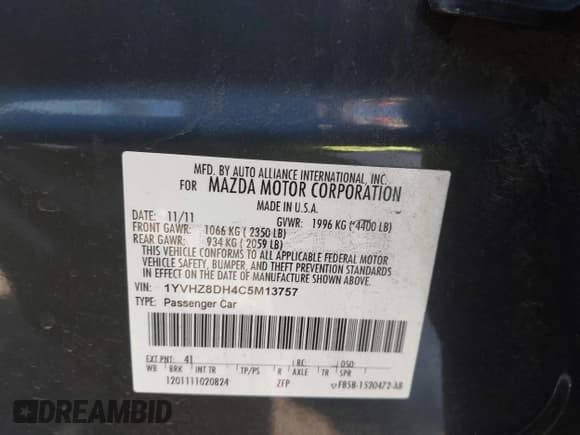 ✅ 2012 Mazda 6 i Touring • VIN: 1YVHZ8DH4C5M13757 • Lot: 43870138. Wystawiony na IAAI z przebiegiem 174 777 mil. Bezpłatny archiwum sprzedaży aukcyjnych z USA i szczegółowy raport historii pojazdu na DreamBid. Zdjęcie 9.