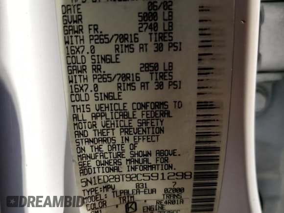 ✅ 2002 Nissan Xterra XE • VIN: 5N1ED28T92C591298 • Lot: 52364034. Wystawiony na Copart z przebiegiem 220 906 mil. Bezpłatny archiwum sprzedaży aukcyjnych z USA i szczegółowy raport historii pojazdu na DreamBid. Zdjęcie 14.