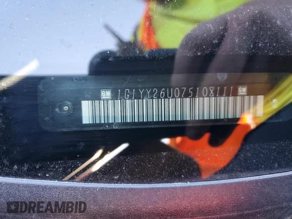 ✅ 2007 Chevrolet Corvette • VIN: 1G1YY26U075108111 • Lot: 82597675. Listed on Copart with Not provided. Free auction sales archive from the USA and detailed vehicle history report at DreamBid. Image 13.