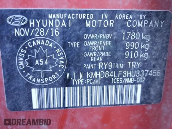 ✅ 2017 Hyundai Elantra SE • VIN: KMHD84LF3HU337456 • Lot: 87221715. Listed on Copart with 448,848 mi. Free auction sales archive from the USA and detailed vehicle history report at DreamBid. Image 12.