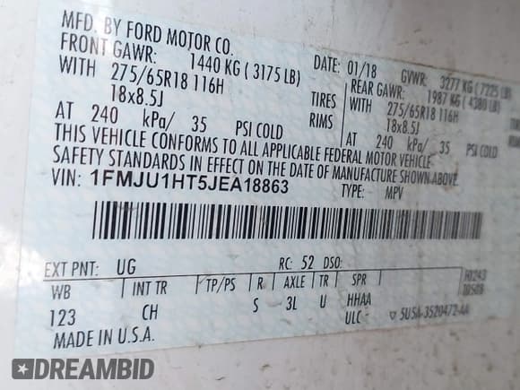 ✅ 2018 Ford Expedition XLT • VIN: 1FMJU1HT5JEA18863 • Lot: 41815687. Wystawiony na IAAI z przebiegiem 96 544 mil. Bezpłatny archiwum sprzedaży aukcyjnych z USA i szczegółowy raport historii pojazdu na DreamBid. Zdjęcie 9.