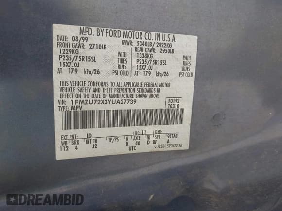 ✅ 2000 Ford Explorer XLS • VIN: 1FMZU72X3YUA27739 • Лот: 42622937. Опубликован ранее на IAAI с пробегом 214 250 миль. Бесплатный доступ к архиву аукционных продаж из США и подробный отчёт об истории автомобиля на DreamBid. Изображение 9.