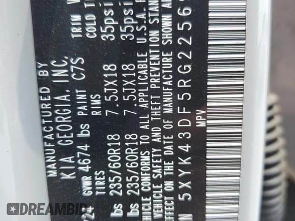 ✅ 2024 Kia Sportage SX • VIN: 5XYK43DF5RG225695 • Lot: 60607895. Listed on Copart with 32,104 mi. Free auction sales archive from the USA and detailed vehicle history report at DreamBid. Image 13.