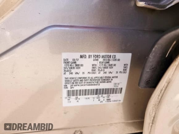 ✅ 2017 Ford Edge Titanium • VIN: 2FMPK3K97HBB68472 • Лот: 81500965. Опубликован ранее на Copart с пробегом 80 518 миль. Бесплатный доступ к архиву аукционных продаж из США и подробный отчёт об истории автомобиля на DreamBid. Изображение 13.