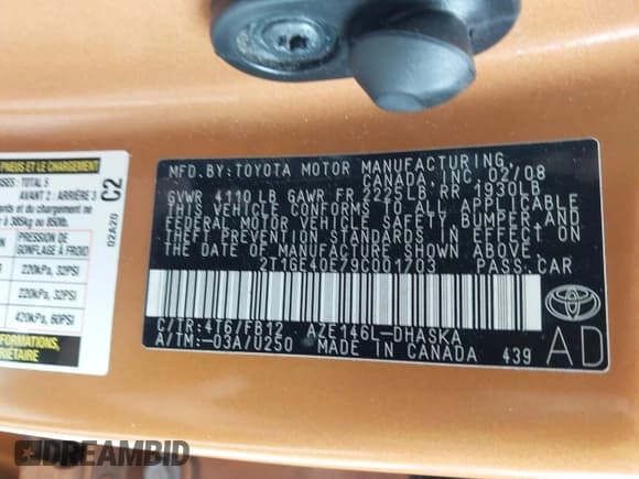 ✅ 2009 Toyota Matrix XRS • VIN: 2T1GE40E79C001703 • Лот: 43730347. Опубликован ранее на IAAI с пробегом 276 419 миль. Бесплатный доступ к архиву аукционных продаж из США и подробный отчёт об истории автомобиля на DreamBid. Изображение 9.