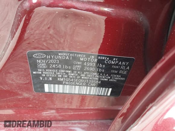 ✅ 2024 Genesis G70 Sport Advanced • VIN: KMTG54SE0RU139584 • Lot: 41331264. Wystawiony na IAAI z przebiegiem 1 183 mil. Bezpłatny archiwum sprzedaży aukcyjnych z USA i szczegółowy raport historii pojazdu na DreamBid. Zdjęcie 9.