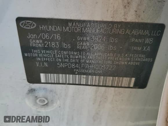 ✅ 2017 Hyundai Elantra Value Edition • VIN: 5NPD84LF7HH003722 • Lot: 86875795. Listed on Copart with 106,457 mi. Free auction sales archive from the USA and detailed vehicle history report at DreamBid. Image 12.