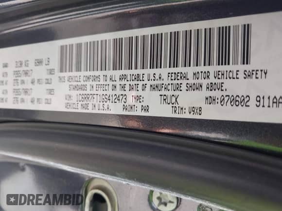 2016 Ram 1500 Express with VIN 1C6RR7FT1GS412473, listed as a IAAI auction lot 42350678 with 136,325 mi miles and . Bid and sale history available at DreamBid. Image 9.