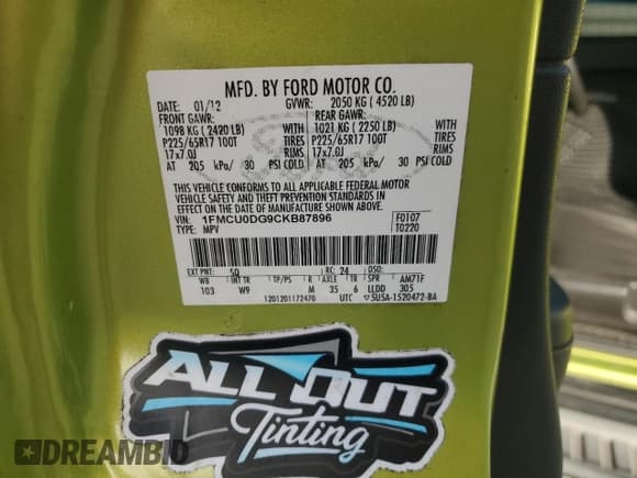 ✅ 2012 Ford Escape XLT • VIN: 1FMCU0DG9CKB87896 • Лот: 92717895. Опубликован ранее на Copart с пробегом 101 163 миль. Бесплатный доступ к архиву аукционных продаж из США и подробный отчёт об истории автомобиля на DreamBid. Изображение 13.