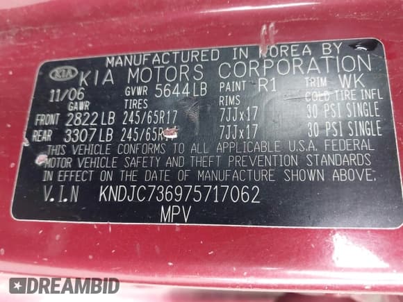 ✅ 2007 Kia Sorento LX • VIN: KNDJC736975717062 • Лот: 43662785. Опубликован ранее на IAAI с пробегом 168 126 миль. Бесплатный доступ к архиву аукционных продаж из США и подробный отчёт об истории автомобиля на DreamBid. Изображение 9.