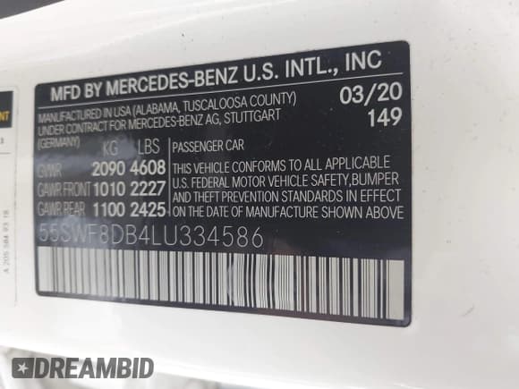 ✅ 2020 Mercedes-Benz C 300 • VIN: 55SWF8DB4LU334586 • Lot: 42886419. Wystawiony na IAAI z przebiegiem 85 788 mil. Bezpłatny archiwum sprzedaży aukcyjnych z USA i szczegółowy raport historii pojazdu na DreamBid. Zdjęcie 9.