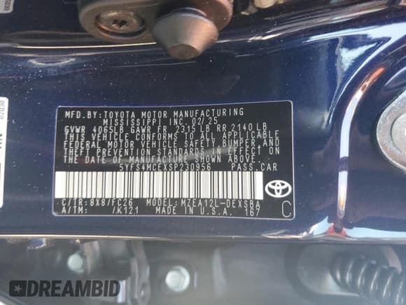 ✅ 2025 Toyota Corolla SE • VIN: 5YFS4MCEXSP230956 • Лот: 90274745. Опубликован ранее на Copart с пробегом 2 713 миль. Бесплатный доступ к архиву аукционных продаж из США и подробный отчёт об истории автомобиля на DreamBid. Изображение 12.