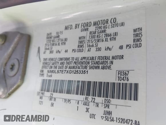 ✅ 2016 Ford Transit Connect XL • VIN: NM0LS7E7XG1253351 • Lot: 42625513. Wystawiony na IAAI z przebiegiem 125 992 mil. Bezpłatny archiwum sprzedaży aukcyjnych z USA i szczegółowy raport historii pojazdu na DreamBid. Zdjęcie 9.