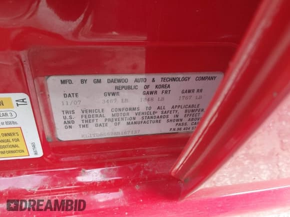 ✅ 2008 Chevrolet Aveo LS • VIN: KL1TD56628B167137 • Lot: 41703401. Wystawiony na IAAI z przebiegiem 244 116 mil. Bezpłatny archiwum sprzedaży aukcyjnych z USA i szczegółowy raport historii pojazdu na DreamBid. Zdjęcie 9.