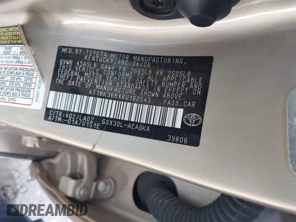 ✅ 2006 Toyota Avalon Limited • VIN: 4T1BK36BX6U160543 • Lot: 43699188. Wystawiony na IAAI z przebiegiem 228 471 mil. Bezpłatny archiwum sprzedaży aukcyjnych z USA i szczegółowy raport historii pojazdu na DreamBid. Zdjęcie 9.