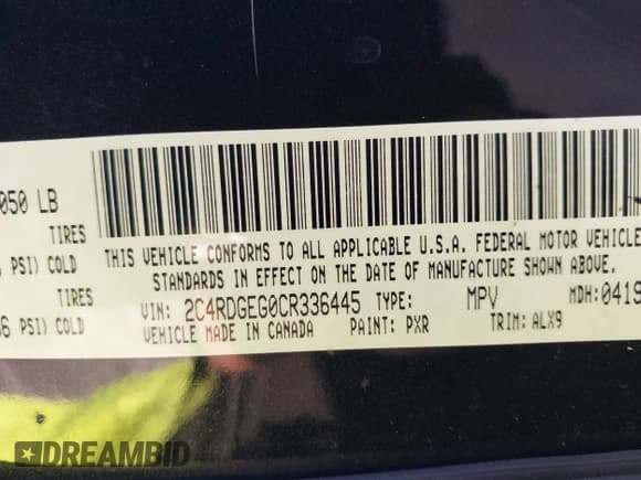 ✅ 2012 Dodge Grand Caravan R/T • VIN: 2C4RDGEG0CR336445 • Лот: 43502977. Опубликован ранее на IAAI с пробегом 159 177 миль. Бесплатный доступ к архиву аукционных продаж из США и подробный отчёт об истории автомобиля на DreamBid. Изображение 9.