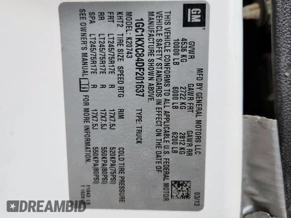 ✅ 2013 Chevrolet Silverado 2500HD LT • VIN: 1GC1KXC84DF201637 • Lot: 63283755. Wystawiony na Copart z przebiegiem 272 788 mil. Bezpłatny archiwum sprzedaży aukcyjnych z USA i szczegółowy raport historii pojazdu na DreamBid. Zdjęcie 12.