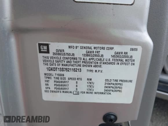 ✅ 2006 GMC Envoy SLE • VIN: 1GKDT13S762116213 • Lot: 42770038. Listed on IAAI with 231,915 mi. Free auction sales archive from the USA and detailed vehicle history report at DreamBid. Image 9.