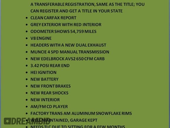 ✅ 1981 Pontiac Firebird • VIN: 1G2AS87A4BN117926 • Лот: 79839524. Опубликован ранее на Copart с пробегом 54 759 миль. Бесплатный доступ к архиву аукционных продаж из США и подробный отчёт об истории автомобиля на DreamBid. Изображение 12.