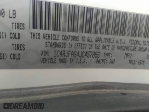 2018 Jeep Grand Cherokee Altitude с VIN 1C4RJFAG4JC457896, выставлен на аукционе IAAI как лот 32009640 с пробегом 51 558 миль миль и . История ставок и продаж доступна на DreamBid. Изображение 9.