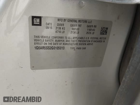 ✅ 2016 Cadillac CTS Luxury Collection RWD • VIN: 1G6AR5SS2G0105013 • Лот: 42657534. Опубликован ранее на IAAI с пробегом 97 019 миль. Бесплатный доступ к архиву аукционных продаж из США и подробный отчёт об истории автомобиля на DreamBid. Изображение 9.