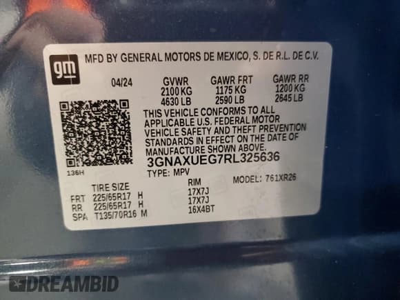 ✅ 2024 Chevrolet Equinox LT • VIN: 3GNAXUEG7RL325636 • Lot: 86074235. Wystawiony na Copart z przebiegiem 8 163 mil. Bezpłatny archiwum sprzedaży aukcyjnych z USA i szczegółowy raport historii pojazdu na DreamBid. Zdjęcie 14.