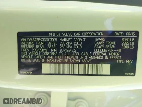 ✅ 2016 Volvo XC90 T6 Momentum • VIN: YV4A22PK3G1013019 • Лот: 42517655. Опубликован ранее на IAAI с пробегом 113 934 миль. Бесплатный доступ к архиву аукционных продаж из США и подробный отчёт об истории автомобиля на DreamBid. Изображение 9.