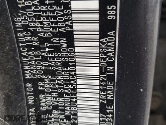 ✅ 2010 Toyota Corolla S • VIN: 2T1BU4EE5AC401060 • Лот: 90046545. Опубликован ранее на Copart с пробегом 78 144 миль. Бесплатный доступ к архиву аукционных продаж из США и подробный отчёт об истории автомобиля на DreamBid. Изображение 13.