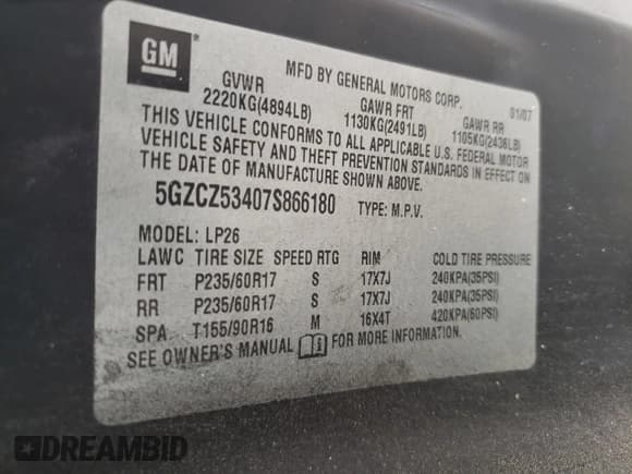 ✅ 2007 Saturn VUE V6 • VIN: 5GZCZ53407S866180 • Lot: 51669885. Wystawiony na Copart z przebiegiem 325 320 mil. Bezpłatny archiwum sprzedaży aukcyjnych z USA i szczegółowy raport historii pojazdu na DreamBid. Zdjęcie 13.