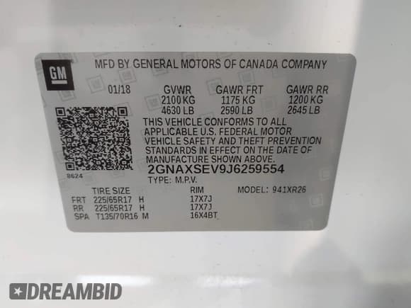 ✅ 2018 Chevrolet Equinox LT • VIN: 2GNAXSEV9J6259554 • Лот: 43240049. Опубликован ранее на IAAI с пробегом 110 829 миль. Бесплатный доступ к архиву аукционных продаж из США и подробный отчёт об истории автомобиля на DreamBid. Изображение 9.