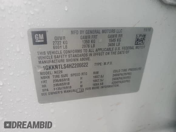 ✅ 2017 GMC Acadia SLE • VIN: 1GKKNTLS4HZ206622 • Lot: 90723495. Wystawiony na Copart z przebiegiem 151 865 mil. Bezpłatny archiwum sprzedaży aukcyjnych z USA i szczegółowy raport historii pojazdu na DreamBid. Zdjęcie 13.