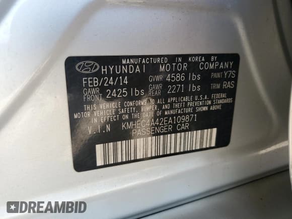 ✅ 2014 Hyundai Sonata • VIN: KMHEC4A42EA109871 • Lot: 52072225. Wystawiony na Copart z przebiegiem 142 203 mil. Bezpłatny archiwum sprzedaży aukcyjnych z USA i szczegółowy raport historii pojazdu na DreamBid. Zdjęcie 12.