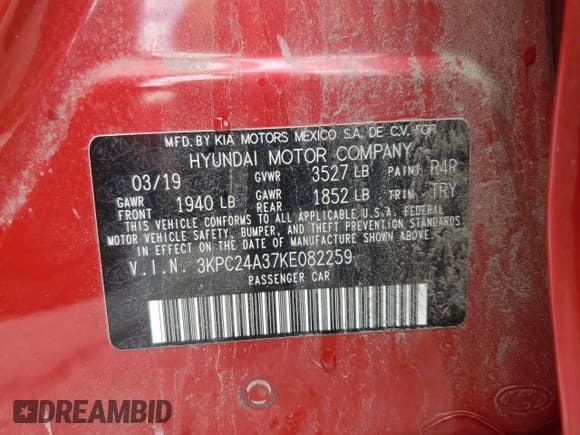 ✅ 2019 Hyundai Accent SE • VIN: 3KPC24A37KE082259 • Лот: 80673964. Опубликован ранее на Copart с пробегом 94 306 миль. Бесплатный доступ к архиву аукционных продаж из США и подробный отчёт об истории автомобиля на DreamBid. Изображение 12.