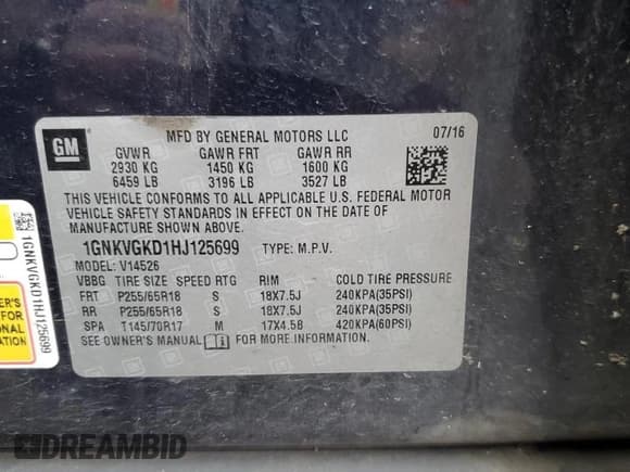 ✅ 2017 Chevrolet Traverse LT • VIN: 1GNKVGKD1HJ125699 • Lot: 87257945. Wystawiony na Copart z przebiegiem 155 937 mil. Bezpłatny archiwum sprzedaży aukcyjnych z USA i szczegółowy raport historii pojazdu na DreamBid. Zdjęcie 13.