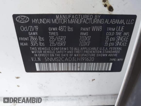 ✅ 2020 Hyundai Santa Fe SE • VIN: 5NMS2CAD3LH191620 • Lot: 43160364. Wystawiony na IAAI z przebiegiem 75 234 mil. Bezpłatny archiwum sprzedaży aukcyjnych z USA i szczegółowy raport historii pojazdu na DreamBid. Zdjęcie 9.